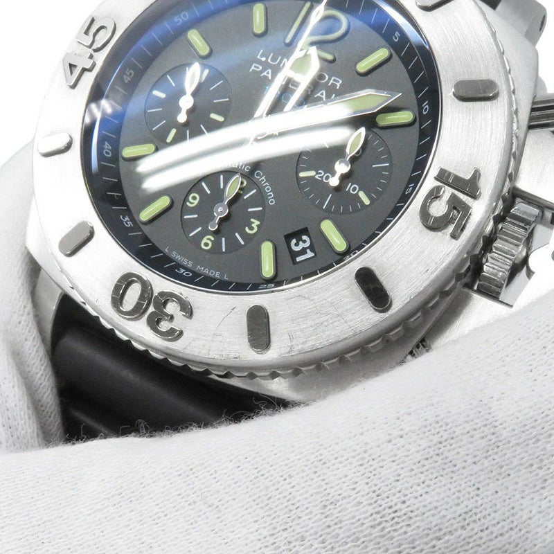 パネライ ルミノール サブマーシブル クロノグラフ 世界限定1000本 PAM00187 PANERAI 腕時計 メンズ 黒文字盤