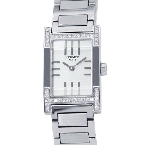 エルメス タンデム TA1.230 タンデム ダイヤベゼル HERMES 腕時計 シルバー文字盤 クォーツ