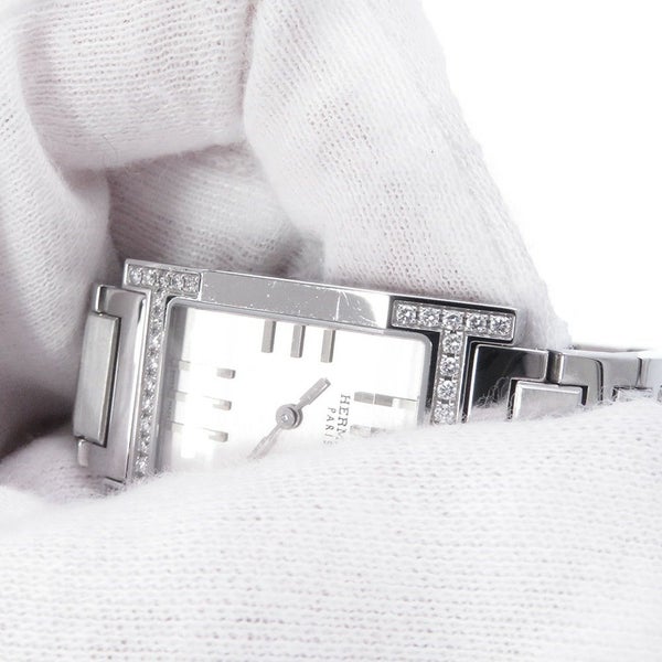 エルメス タンデム TA1.230 タンデム ダイヤベゼル HERMES 腕時計 シルバー文字盤 クォーツ