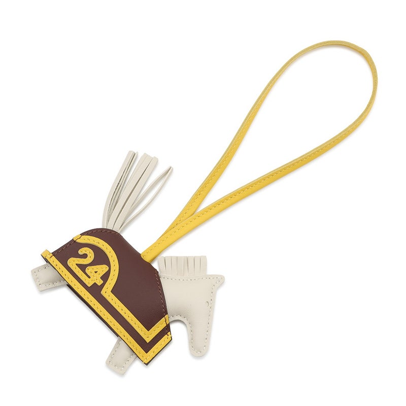 エルメス バッグチャーム ロデオ ロベオ24 PM クレ/テール/ジョーヌナプル ラムスキン K刻印 HERMES チャーム