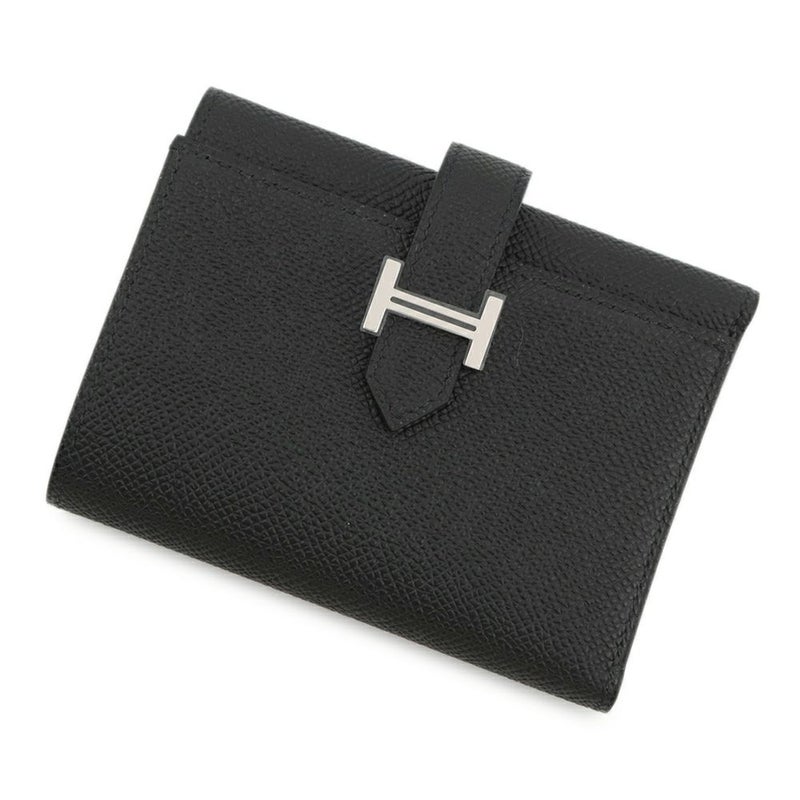 エルメス 三つ折り財布 ベアンコンビネ ブラック/シルバー金具 エプソン K刻印 HERMES 財布 黒
