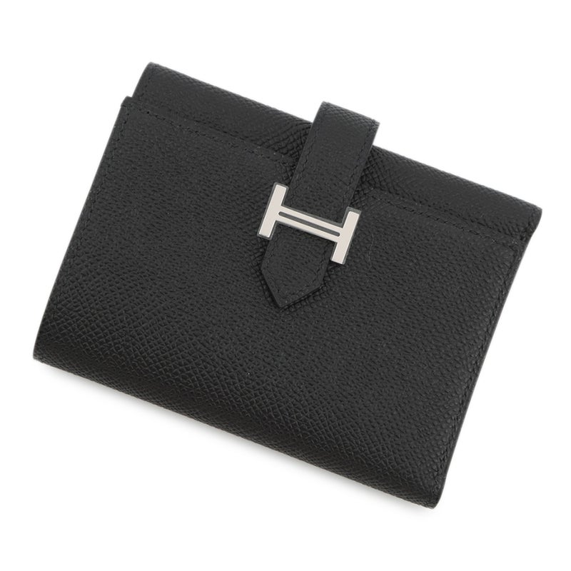 エルメス 三つ折り財布 ベアンコンビネ ブラック/シルバー金具 エプソン K刻印 HERMES 財布 黒