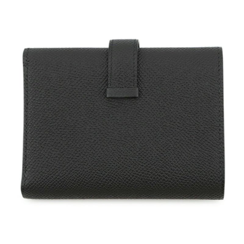 エルメス 三つ折り財布 ベアンコンビネ ブラック/シルバー金具 エプソン K刻印 HERMES 財布 黒