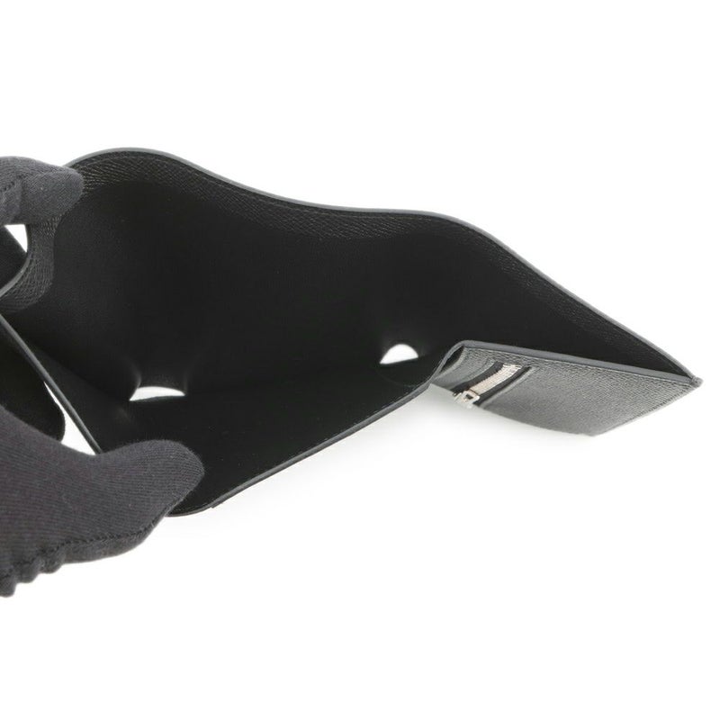 エルメス 三つ折り財布 ベアンコンビネ ブラック/シルバー金具 エプソン K刻印 HERMES 財布 黒