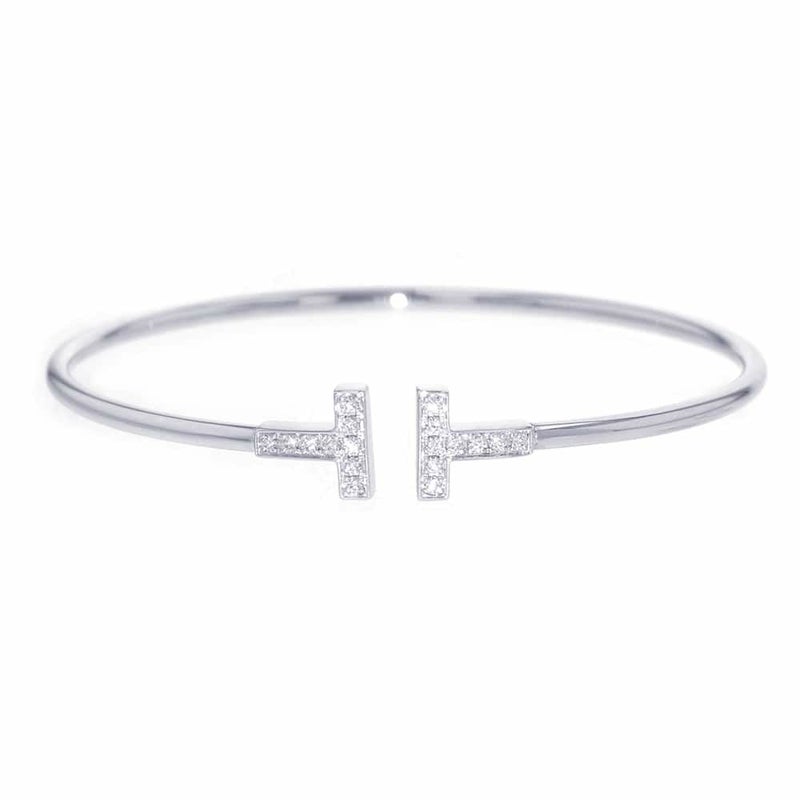 ティファニー ブレスレット Tワイヤー ブレスレット ダイヤモンド 計0.24ct K18WGホワイトゴールド サイズL 60010749 バングル