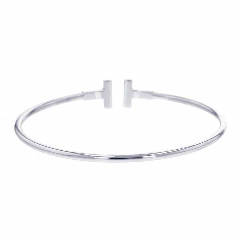 ティファニー ブレスレット Tワイヤー ブレスレット ダイヤモンド 計0.24ct K18WGホワイトゴールド サイズL 60010749 バングル