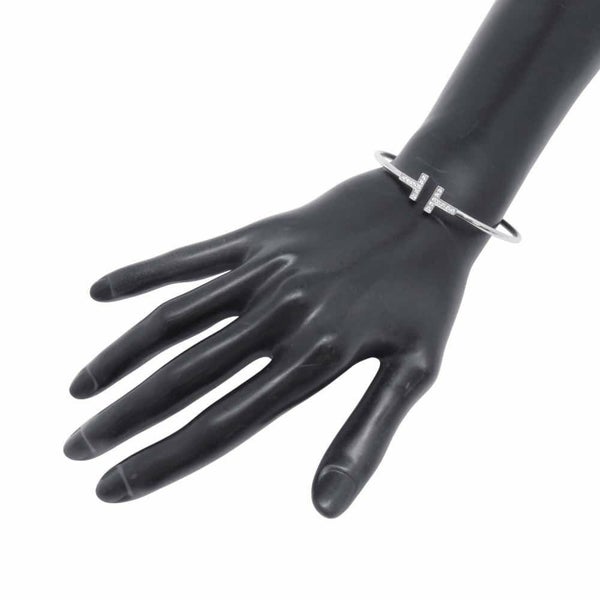 ティファニー ブレスレット Tワイヤー ブレスレット ダイヤモンド 計0.24ct K18WGホワイトゴールド サイズL 60010749 バングル