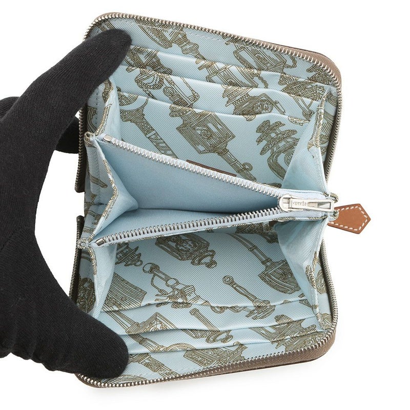 エルメス コインケース アザップコンパクト シルクイン エトゥープ/シルバー金具 エバーカラー W刻印