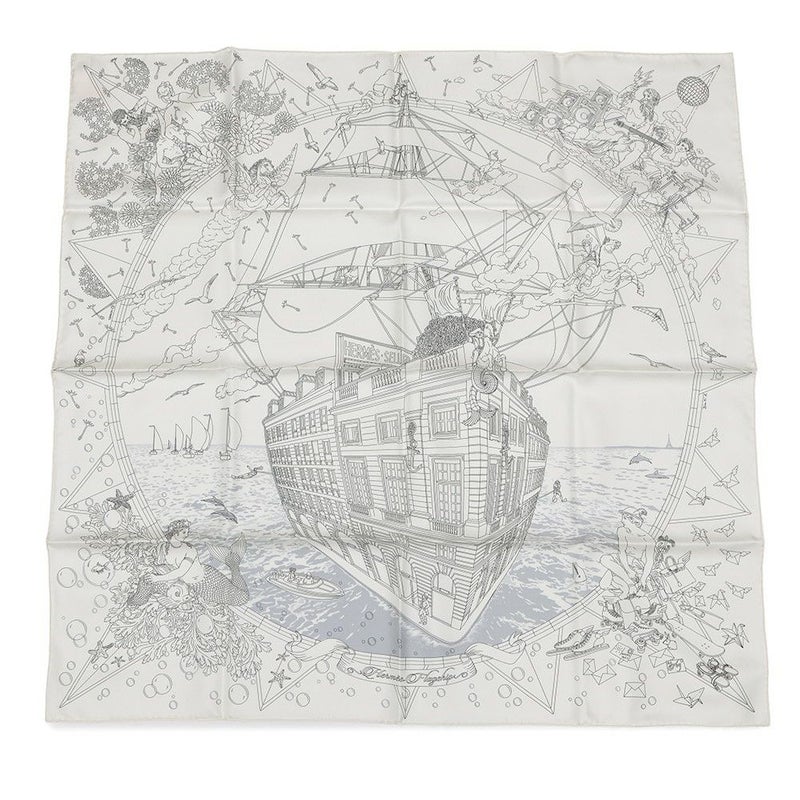 エルメス スカーフ カレ90 エルメス・フラッグシップ Hermes Flagship HERMES シルクスカーフ 2024年春夏 白