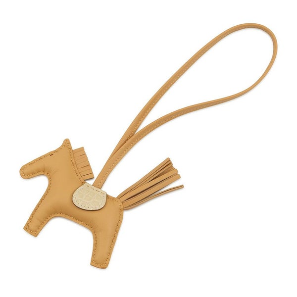 エルメス バッグチャーム ロデオ PM タッチ パイユ/ヴァニラ ラムスキン/アリゲーターマット K刻印