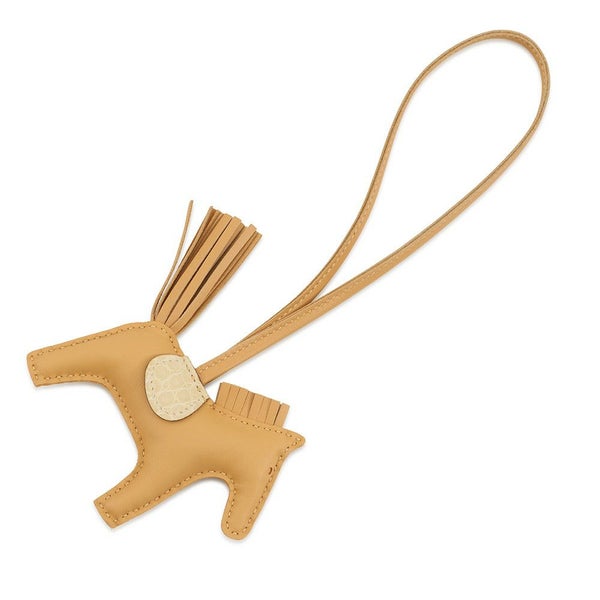 エルメス バッグチャーム ロデオ PM タッチ パイユ/ヴァニラ ラムスキン/アリゲーターマット K刻印