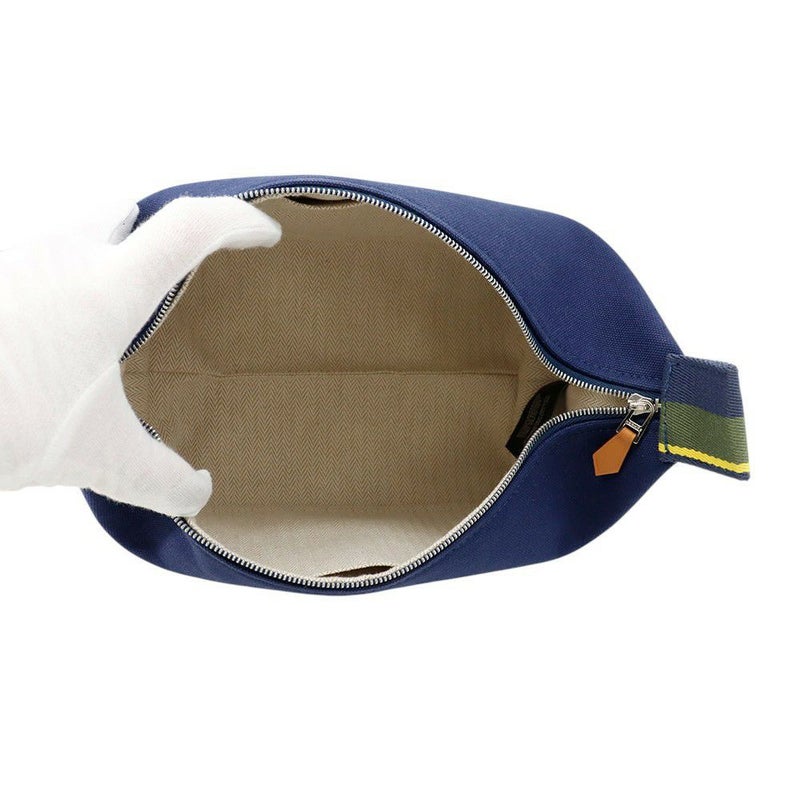 エルメス ポーチ ブリッド・ア・ブラックPM Hパヴィヨン マリン/シルバー金具 キャンバス HERMES バッグ 小物入れ