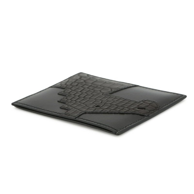 エルメス カードケース シュバル ピクト ブラック ボックスカーフ/アリゲーターマット K刻印 黒