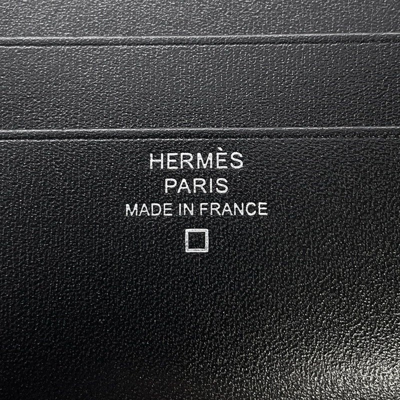 エルメス カードケース シュバル ピクト ブラック ボックスカーフ/アリゲーターマット K刻印 黒