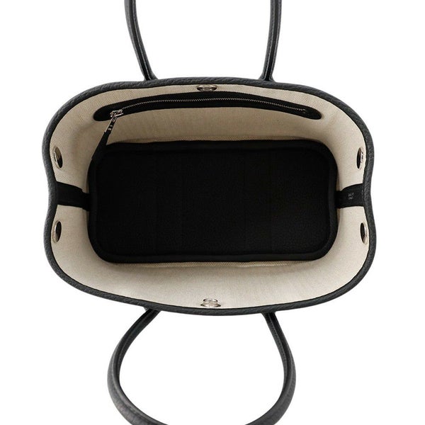 エルメス トートバッグ ネオ・ガーデン 23 ガーデンパーティ ブラック/シルバー金具 ネゴンダ K刻印 HERMES 黒