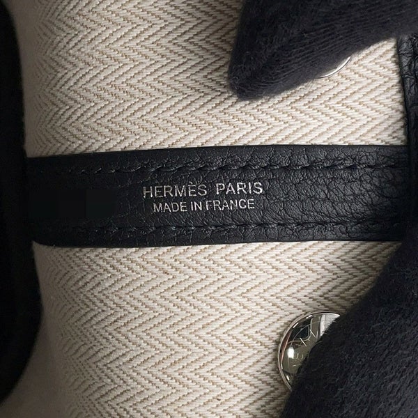 エルメス トートバッグ ネオ・ガーデン 23 ガーデンパーティ ブラック/シルバー金具 ネゴンダ K刻印 HERMES 黒