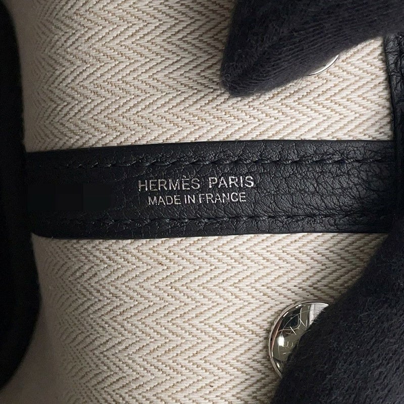 エルメス トートバッグ ネオ・ガーデン 23 ガーデンパーティ ブラック/シルバー金具 ネゴンダ K刻印 HERMES 黒