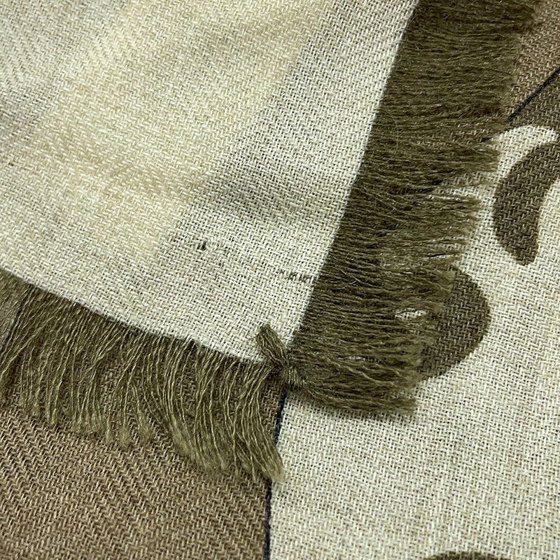 エルメス スカーフ カレH65 オン・エアー HERMES カシミヤ シルク スカーフ フリンジ付き