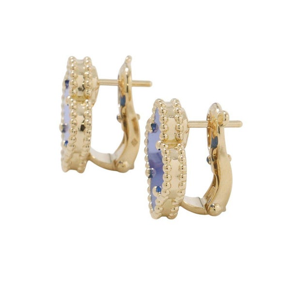 ヴァンクリーフ&アーペル ピアス ヴィンテージ アルハンブラ イヤリング ブルーアゲート K18YGイエローゴールド VCARP9SZ00