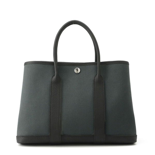 エルメス トートバッグ ガーデンパーティTPM ヴェールマングローブ/ブラック/シルバー金具 トワルミリタリー/ネゴンダ K刻印