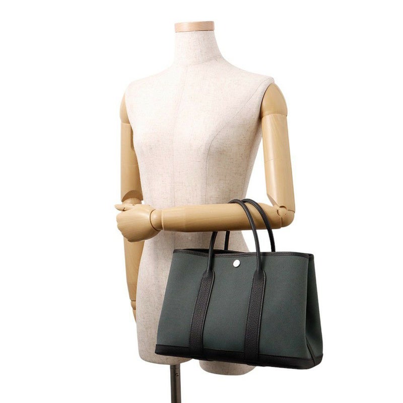 エルメス トートバッグ ガーデンパーティTPM ヴェールマングローブ/ブラック/シルバー金具 トワルミリタリー/ネゴンダ K刻印