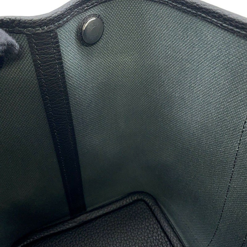 エルメス トートバッグ ガーデンパーティTPM ヴェールマングローブ/ブラック/シルバー金具 トワルミリタリー/ネゴンダ K刻印