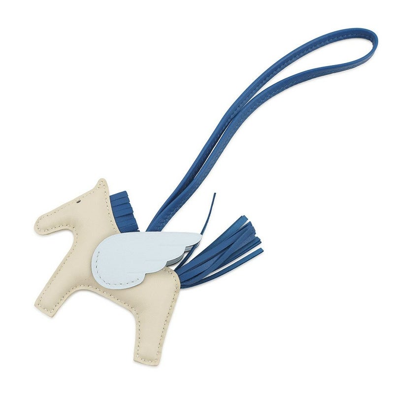 エルメス バッグチャーム ロデオPM ペガサス クレ/ブルーフランス/ブルーブリュム ラムスキン W刻印