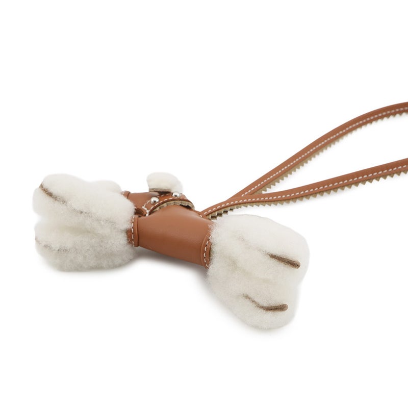 エルメス バッグチャーム バディ 首輪付き ゴールド/シルバー金具 ラムスキン K刻印