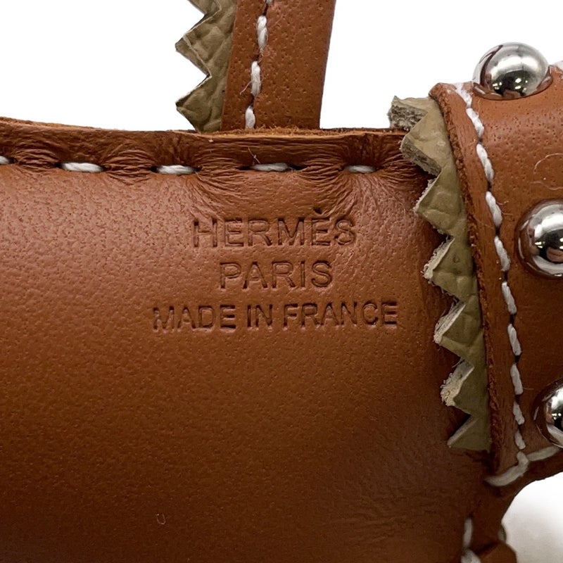 エルメス バッグチャーム バディ 首輪付き ゴールド/シルバー金具 ラムスキン K刻印
