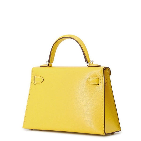 エルメス ハンドバッグ ミニケリー2 外縫い ジョーヌナプル/シルバー金具 シェブルシャムキラ K刻印 ２wayショルダー