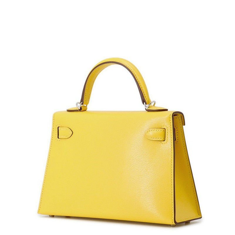 エルメス ハンドバッグ ミニケリー2 外縫い ジョーヌナプル/シルバー金具 シェブルシャムキラ K刻印 ２wayショルダー