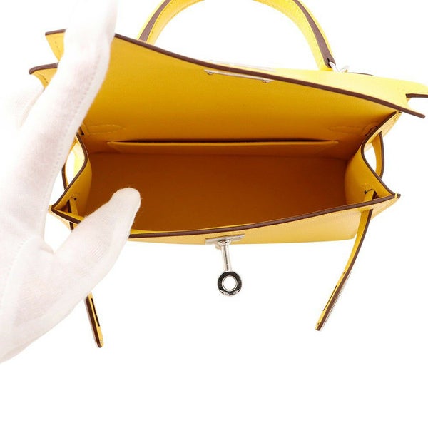 エルメス ハンドバッグ ミニケリー2 外縫い ジョーヌナプル/シルバー金具 シェブルシャムキラ K刻印 ２wayショルダー