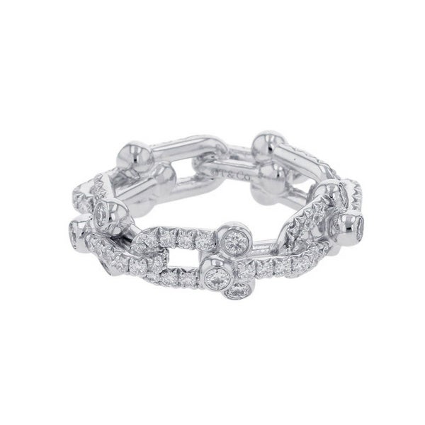 ティファニー リング ハードウェア スモール リンク リング ダイヤモンド 計1.28ct K18WG サイズ約9号 72671449 Tiffany&Co. 指輪