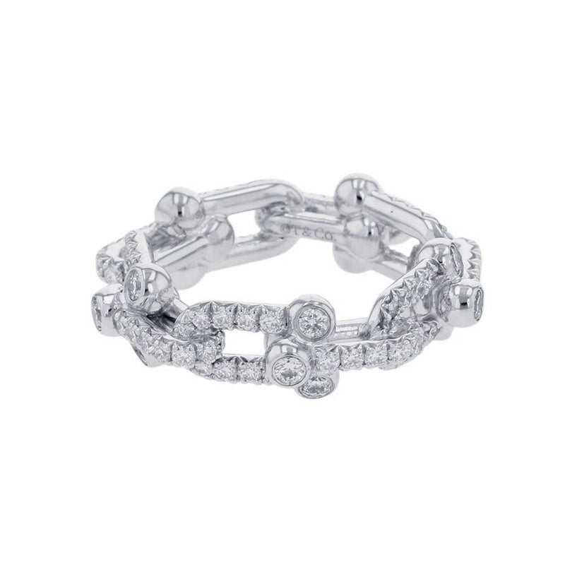 ティファニー リング ハードウェア スモール リンク リング ダイヤモンド 計1.28ct K18WG サイズ約9号 72671449 Tiffany&Co. 指輪