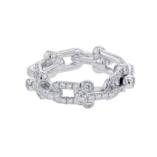 ティファニー リング ハードウェア スモール リンク リング ダイヤモンド 計1.28ct K18WG サイズ約9号 72671449 Tiffany&Co. 指輪