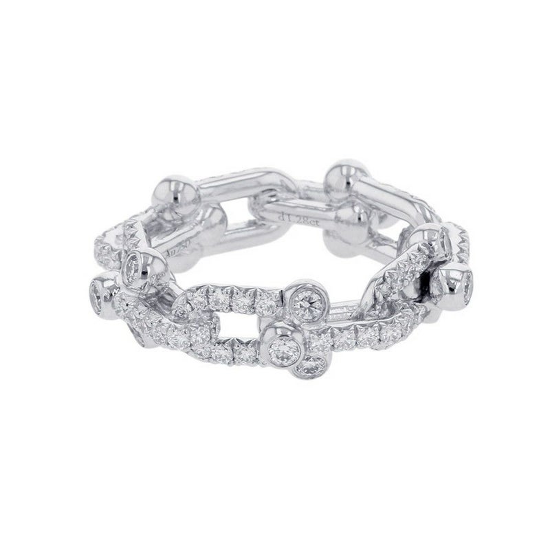 ティファニー リング ハードウェア スモール リンク リング ダイヤモンド 計1.28ct K18WG サイズ約9号 72671449 Tiffany&Co. 指輪