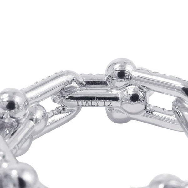 ティファニー リング ハードウェア スモール リンク リング ダイヤモンド 計1.28ct K18WG サイズ約9号 72671449 Tiffany&Co. 指輪