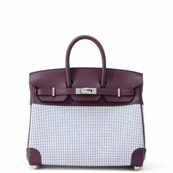 エルメス バーキン25 カシス/シルバー金具 トワルキャドリーユ/スイフト B刻印 HERMES Birkin ハンドバッグ