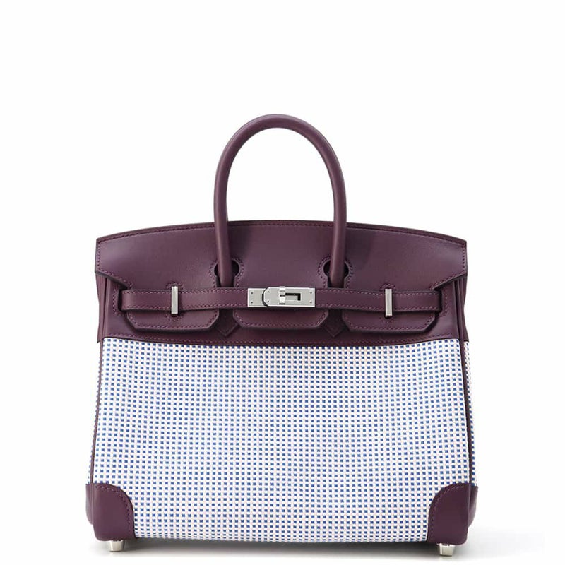 エルメス バーキン25 カシス/シルバー金具 トワルキャドリーユ/スイフト B刻印 HERMES Birkin ハンドバッグ