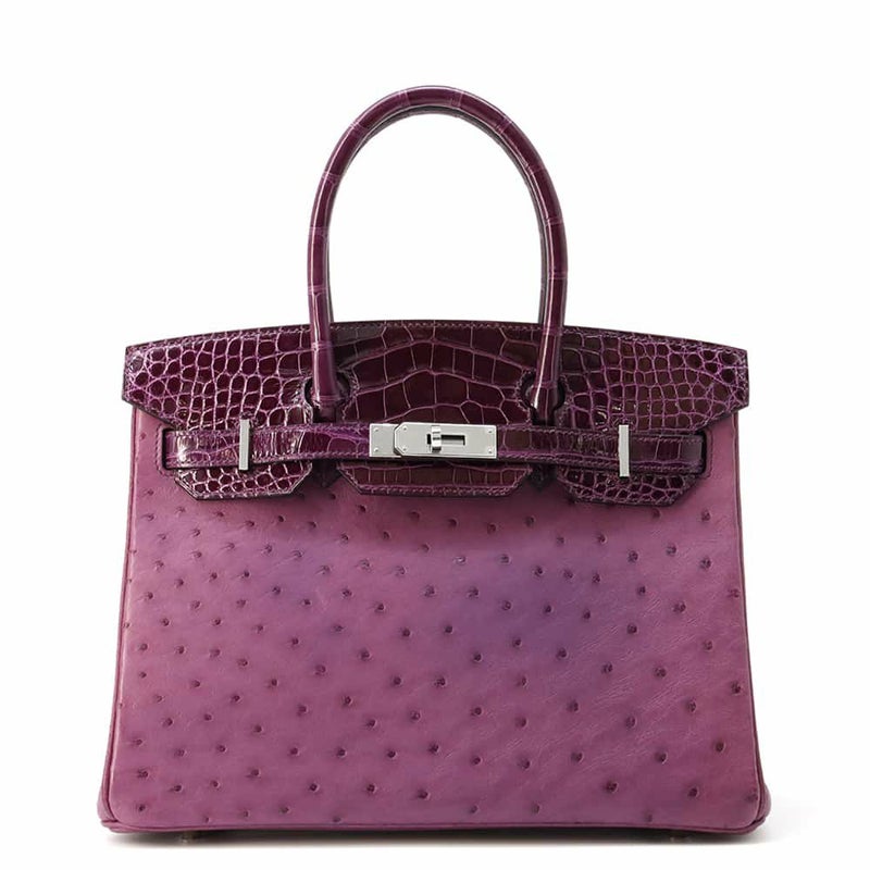 エルメス バーキン30 タッチ ヴィオレ/カシス/シルバー金具 オーストリッチ/アリゲーターシャイン Z刻印 HERMES