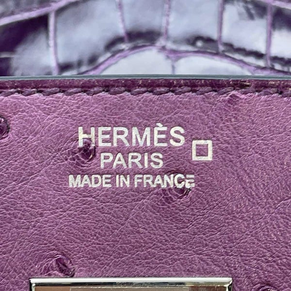 エルメス バーキン30 タッチ ヴィオレ/カシス/シルバー金具 オーストリッチ/アリゲーターシャイン Z刻印 HERMES