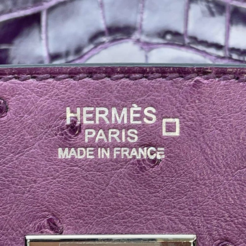 エルメス バーキン30 タッチ ヴィオレ/カシス/シルバー金具 オーストリッチ/アリゲーターシャイン Z刻印 HERMES