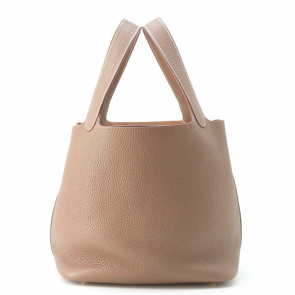 エルメス ハンドバッグ ピコタンロックMM エトゥープ/ゴールド金具 トリヨンクレマンス C刻印