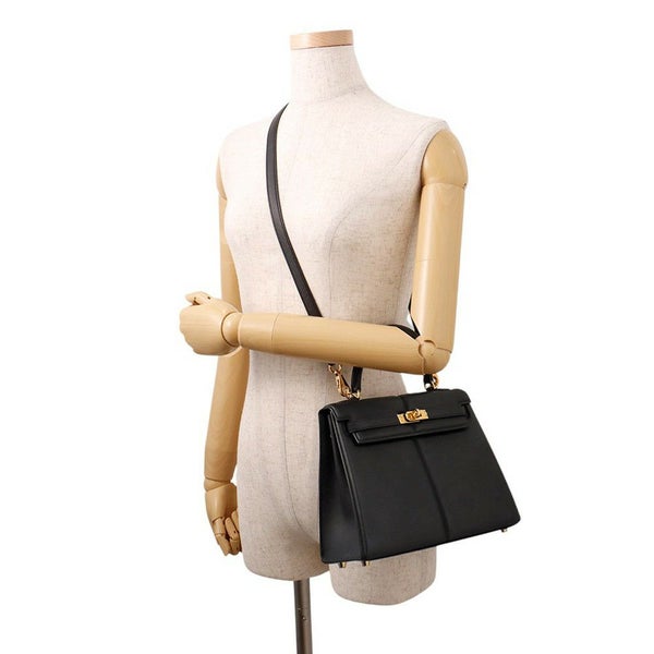 エルメス ハンドバッグ ケリー25 パデッド 外縫い ブラック/ゴールド金具 スイフト Z刻印 2wayショルダー 黒