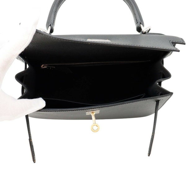 エルメス ハンドバッグ ケリー25 パデッド 外縫い ブラック/ゴールド金具 スイフト Z刻印 2wayショルダー 黒