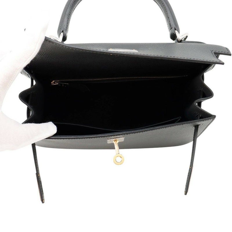 エルメス ハンドバッグ ケリー25 パデッド 外縫い ブラック/ゴールド金具 スイフト Z刻印 2wayショルダー 黒