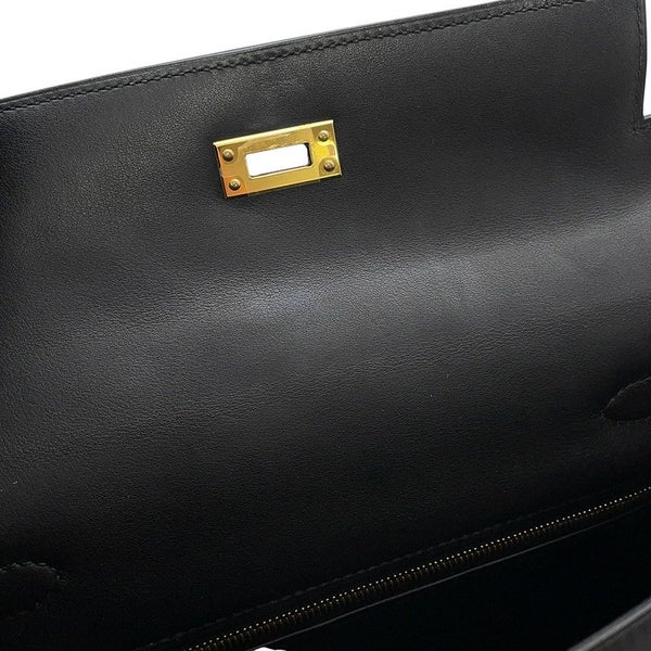 エルメス ハンドバッグ ケリー25 パデッド 外縫い ブラック/ゴールド金具 スイフト Z刻印 2wayショルダー 黒