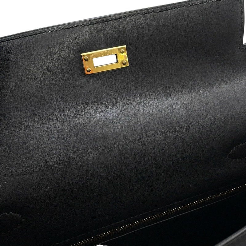 エルメス ハンドバッグ ケリー25 パデッド 外縫い ブラック/ゴールド金具 スイフト Z刻印 2wayショルダー 黒