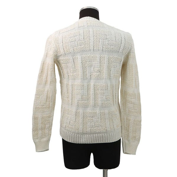 フェンディ ニット FFロゴ プルオーバーセーター コットン メンズサイズ46 FZX091 FENDI トップス 白