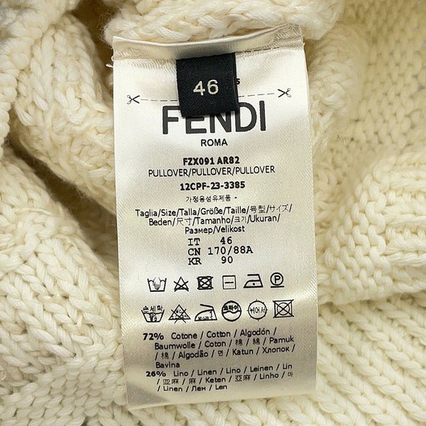 フェンディ ニット FFロゴ プルオーバーセーター コットン メンズサイズ46 FZX091 FENDI トップス 白